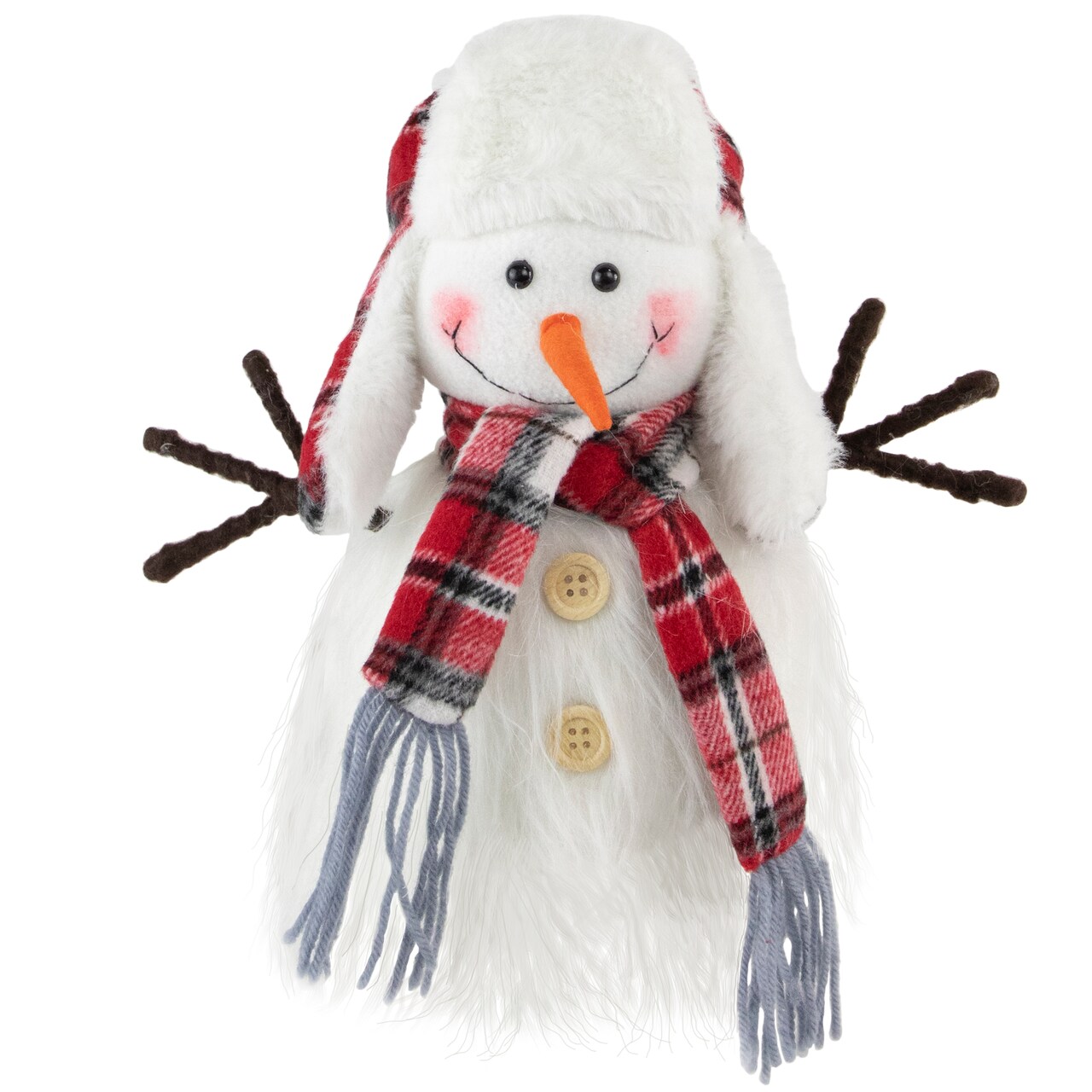 Northlight Snowman in Plaid Trapper Hat and Scarf Christmas Decoration - 10.25"
